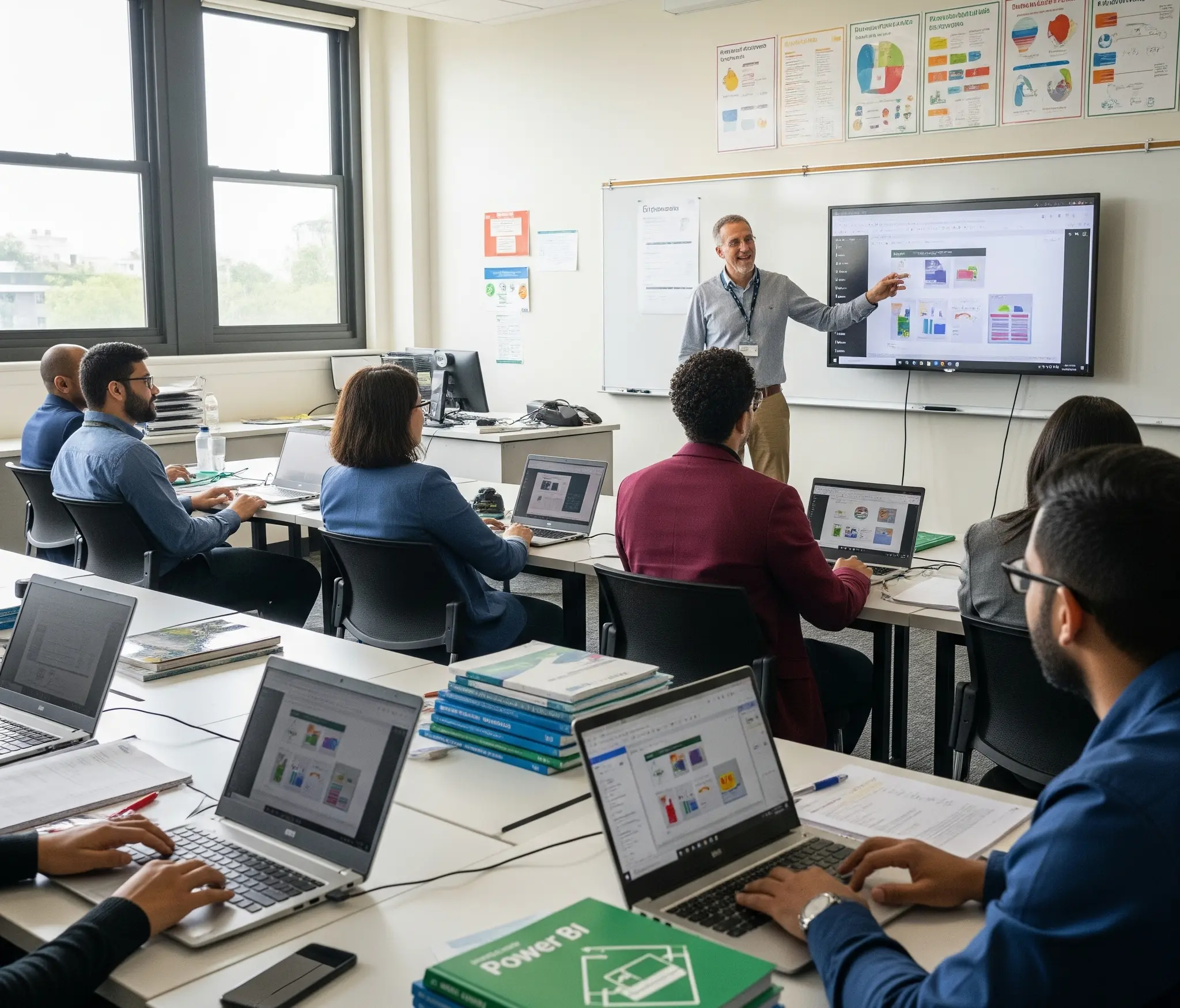 Persona dando una capacitación de Power BI